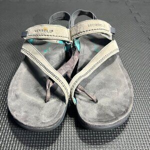 Merrell Womens Drizzle Gray Suede Performance Sandals Size 9 US